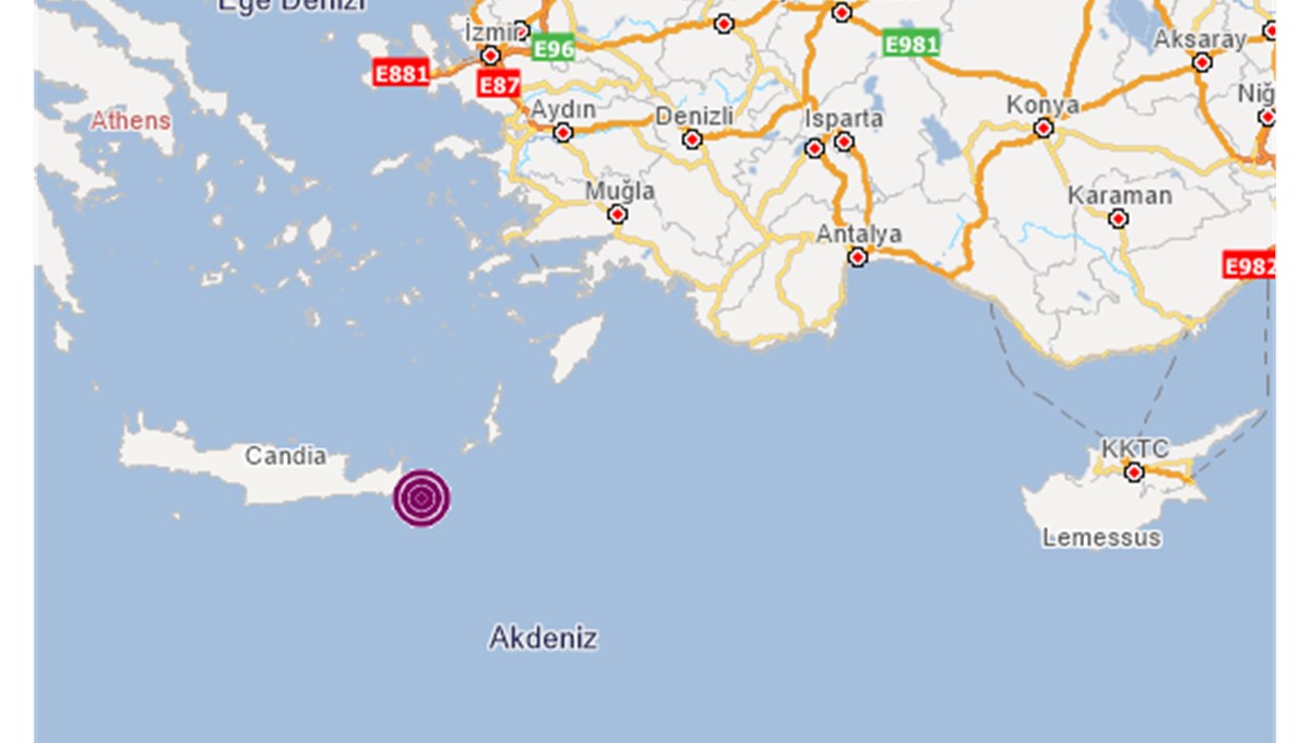 Yunanistan'ın Girit Adası'nda 5,3 büyüklüğünde deprem